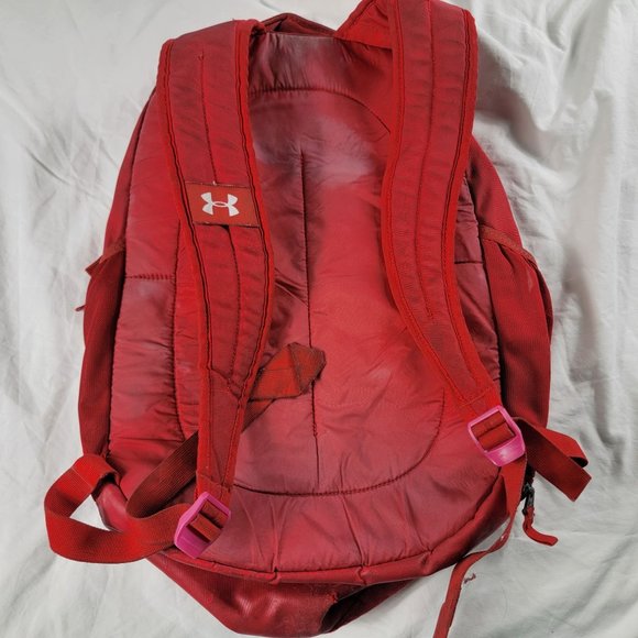 Under Armour Hustle 4.0 Red Backpack Expandable Lightweight Casual Travel - Picture 2 of 13